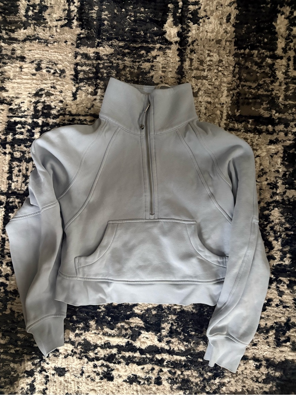 lululemon Light Blue Cropped Scub Half-Zip Hoodie